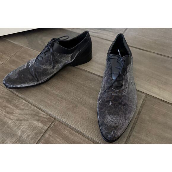 RARE! EVEET ANIMAL PRINT SHIMMER LEATHER OXFORDS SHOES SZ 10 (43) main image 5